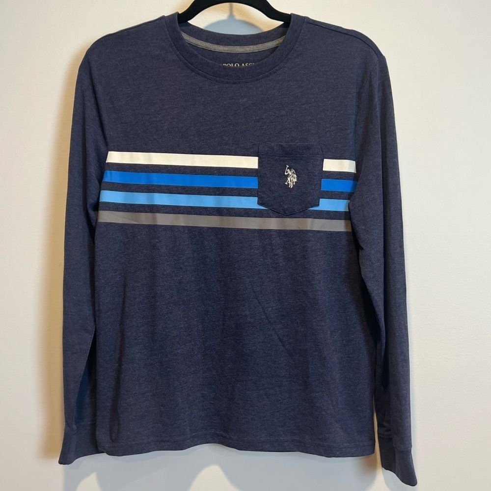 U.S. Polo Assn Long Sleeve stripe Pony Pocket T SZ XL 14/16